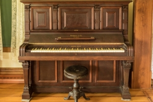 Sohmer Cabinet Grand Upright Piano, 1894. Purchased by Eveline Schumacher  for her daughter, Marcella in 1920. Photo by Rona Neri. 
